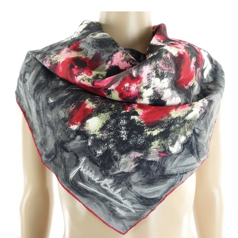 Vintage 50s BALMAIN Scarf Silk Designer Pierre Balmain Paris France Signed